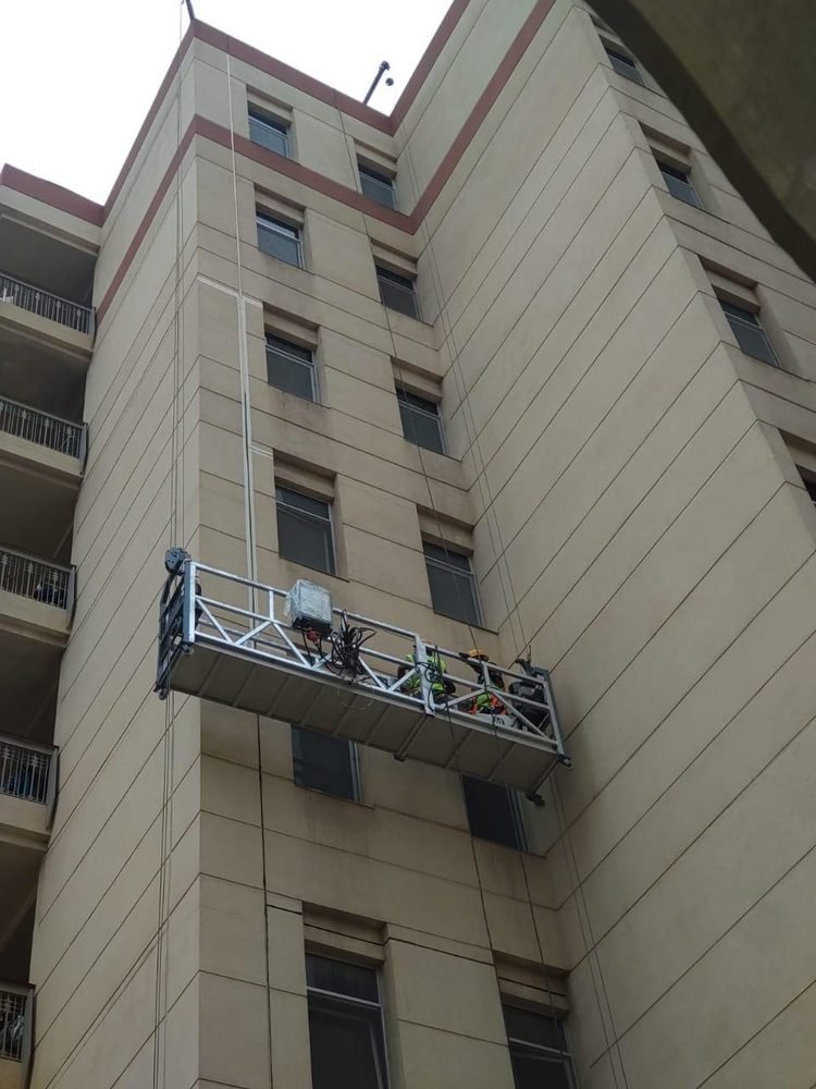 Building facade scaffolding project